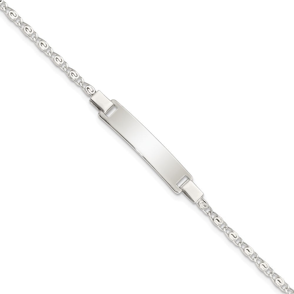 Sterling Silver Engravable Fancy Link 27x Plate ID Bracelet