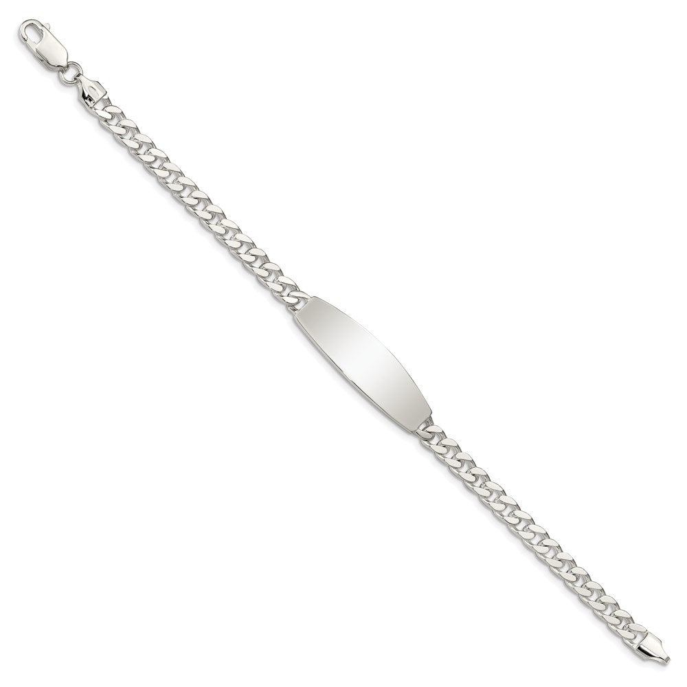 Sterling Silver Polished Engravable Curb Link Oval 36x Plate ID Bracelet