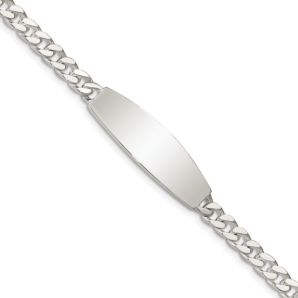 Sterling Silver Polished Engravable Curb Link Oval 36x Plate ID Bracelet