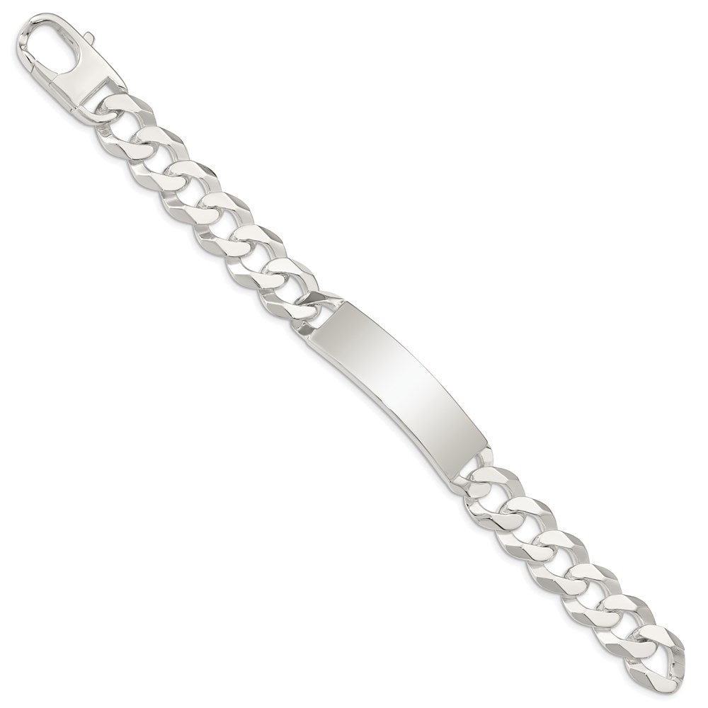 Sterling Silver Polished Engravable Curb Link 46x Plate ID Bracelet