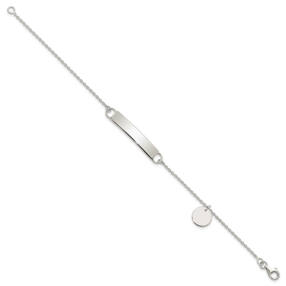 Sterling Silver Polished Engravable Curb Link with Sliding Disc Charm 30x Plate ID Bracelet