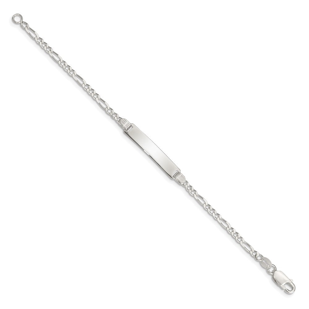 Sterling Silver Engravable Figaro Link 27x Plate Childrens ID Bracelet