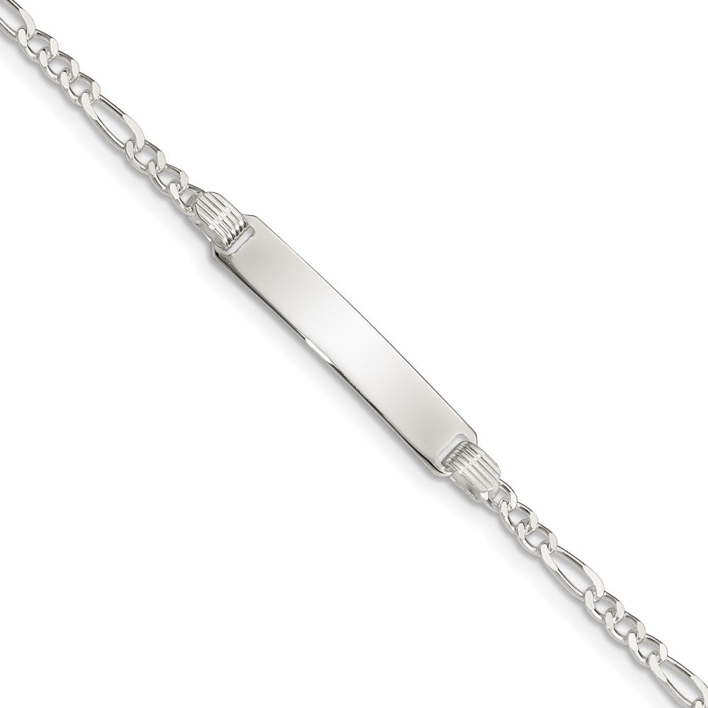 Sterling Silver Engravable Figaro Link 27x Plate Childrens ID Bracelet