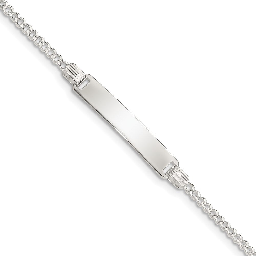 Sterling Silver Engravable Curb Link 27x Plate Childrens ID Bracelet
