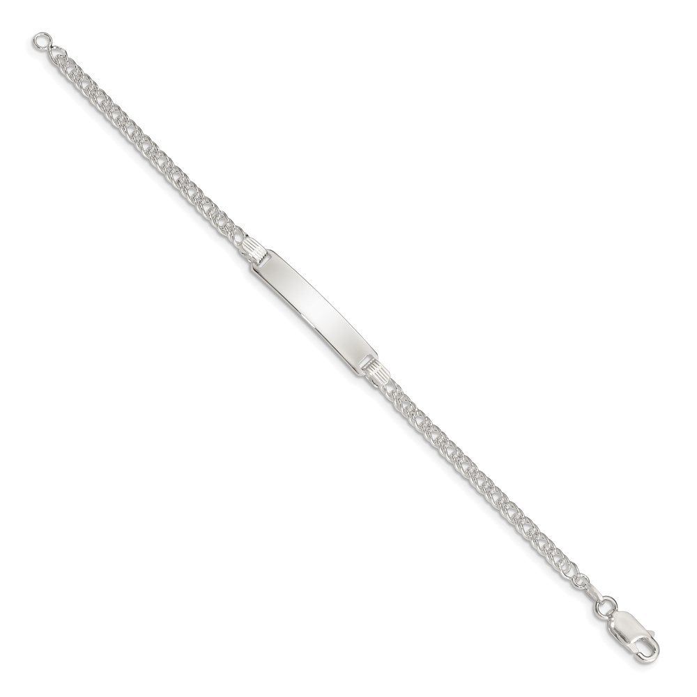 Sterling Silver Engravable Double Curb Link 27x Plate Childrens ID Bracelet
