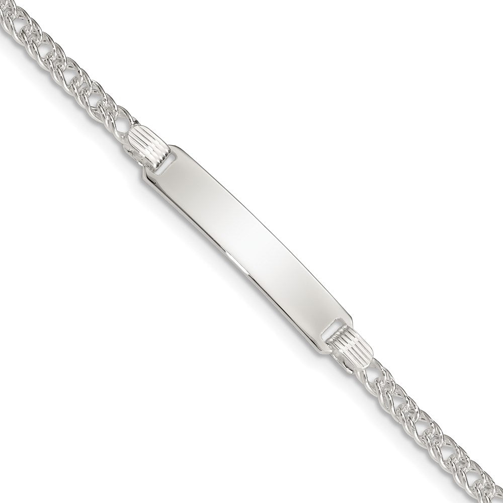 Sterling Silver Engravable Double Curb Link 27x Plate Childrens ID Bracelet