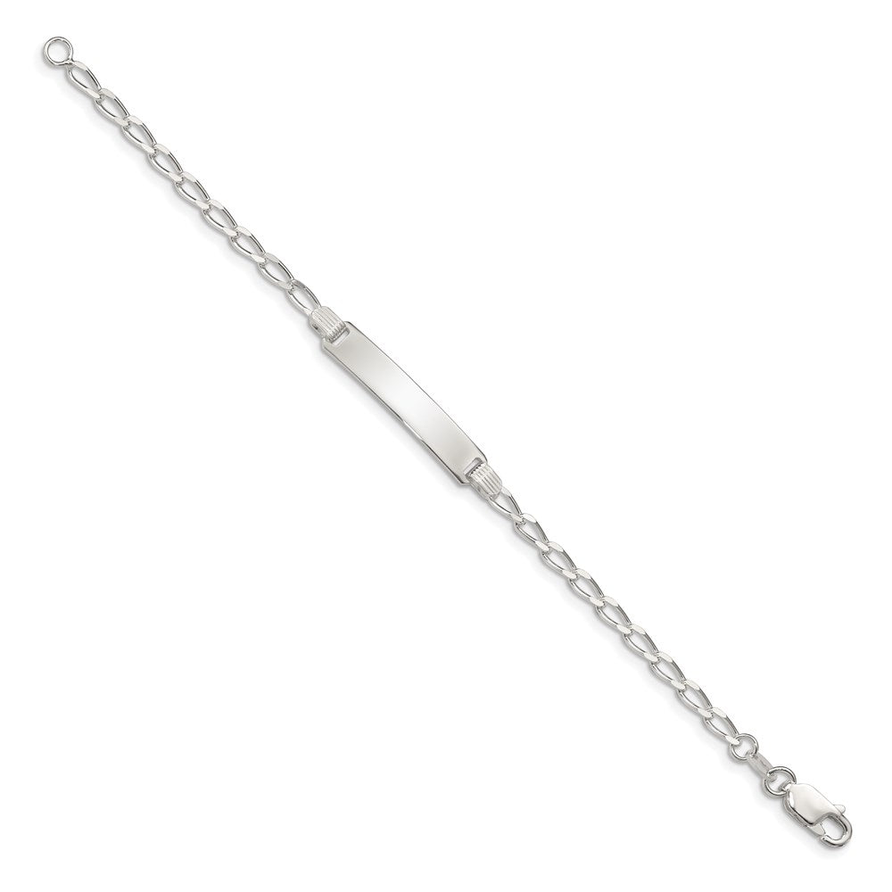 Sterling Silver Engravable Curb Link 27x Plate Childrens ID Bracelet