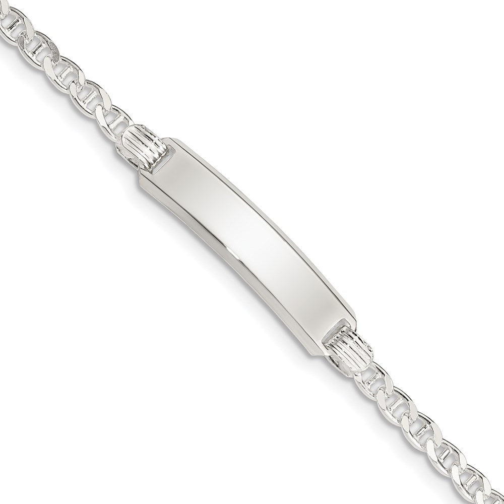 Sterling Silver Engravable Anchor Link 27x Plate Childrens ID Bracelet
