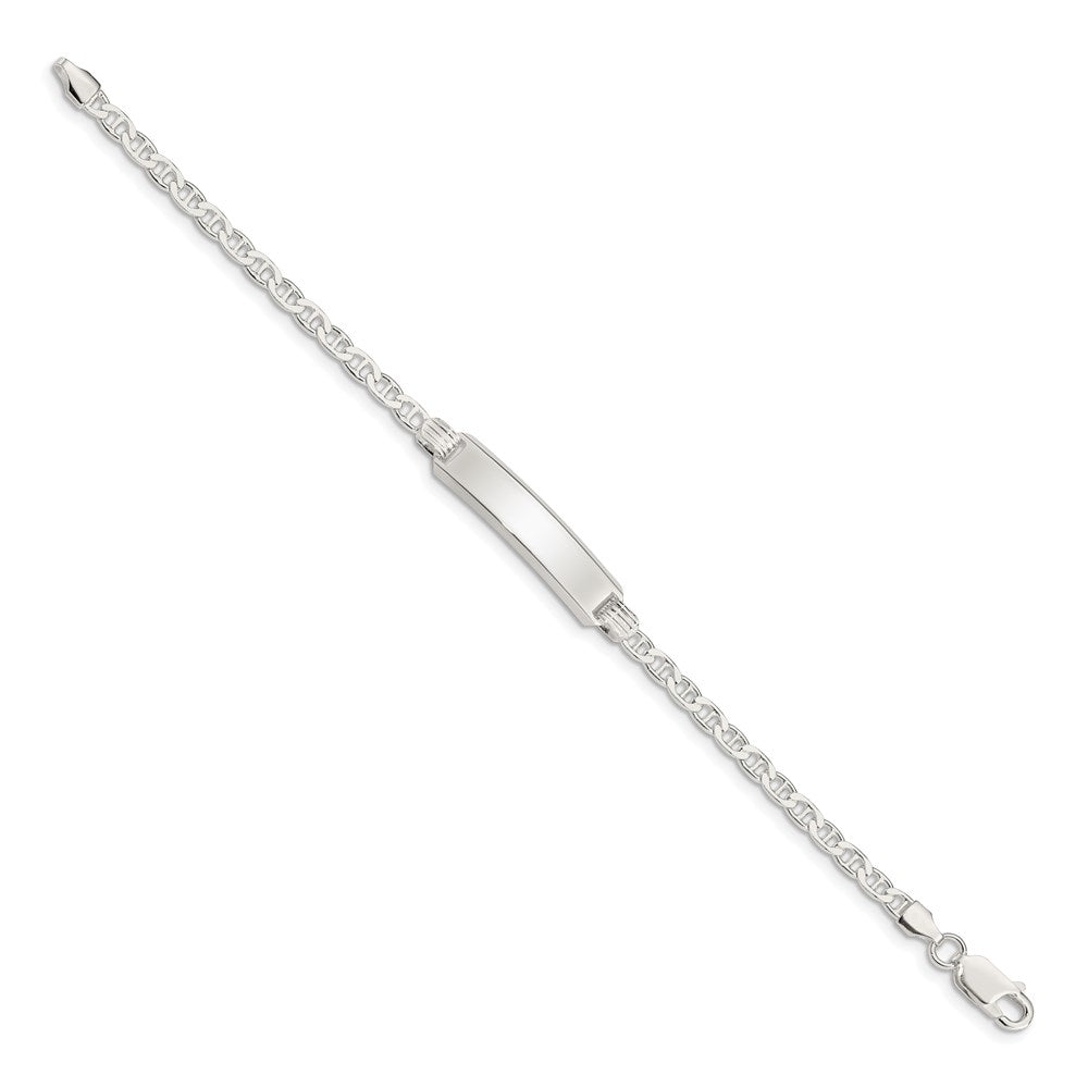 Sterling Silver Engravable Anchor Link 27x Plate Childrens ID Bracelet