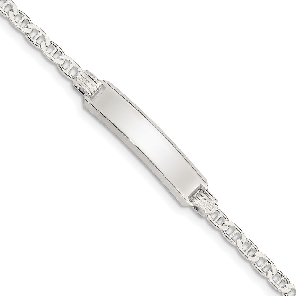 Sterling Silver Engravable Anchor Link 27x Plate Childrens ID Bracelet