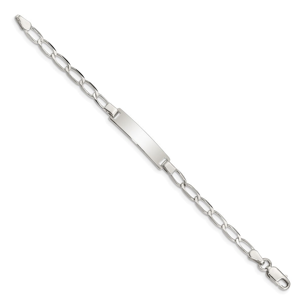 Sterling Silver Engravable Curb Link 27x Plate Childrens ID Bracelet