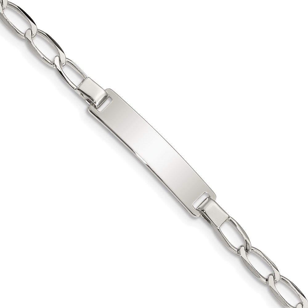 Sterling Silver Engravable Curb Link 27x Plate Childrens ID Bracelet