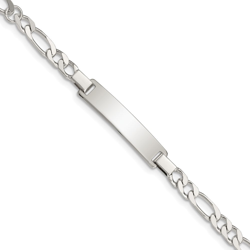 Sterling Silver Engravable Figaro Link 27x Plate Childrens ID Bracelet