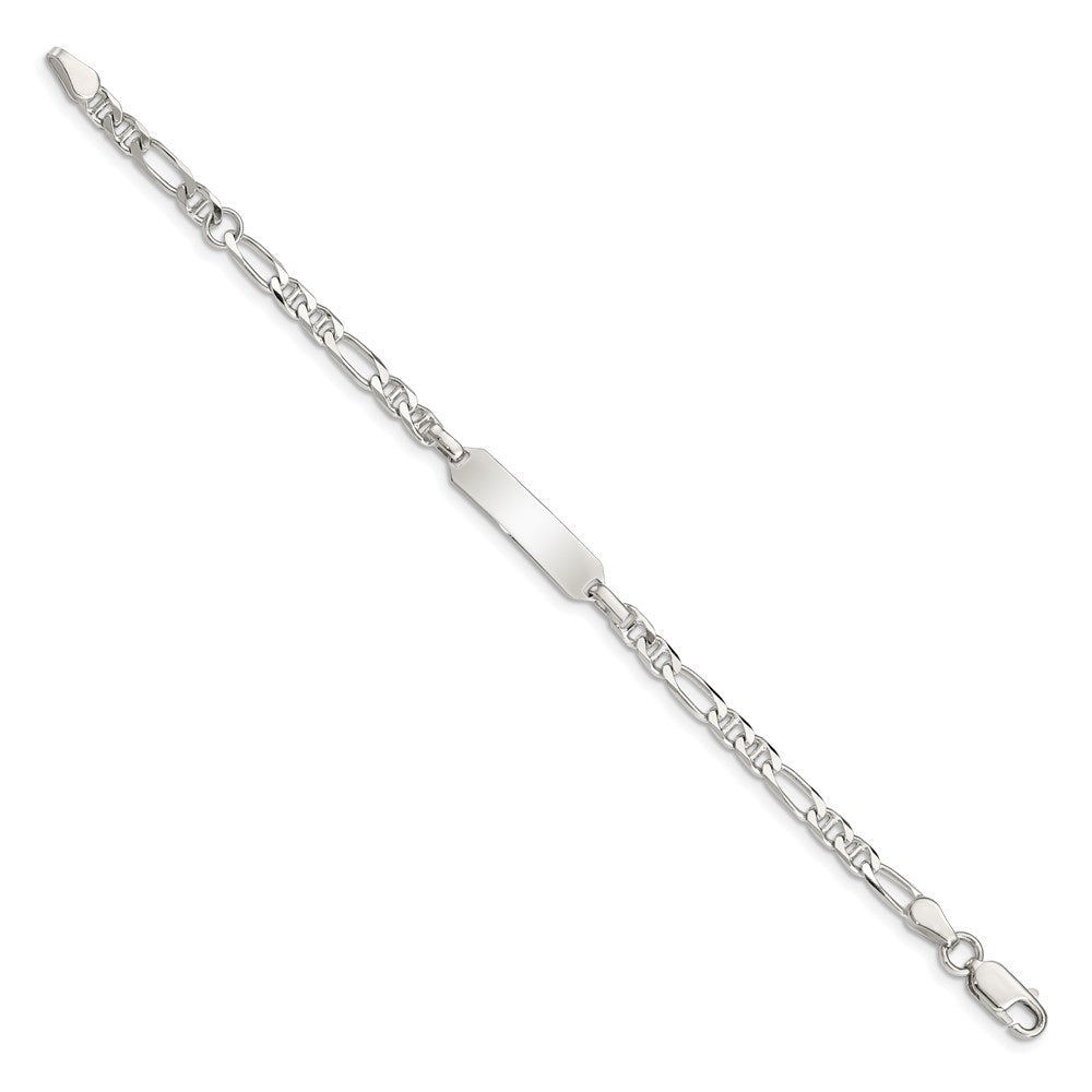 Sterling Silver Engravable Figaro Anchor Link 21x Plate Plus Extender Childrens ID Bracelet