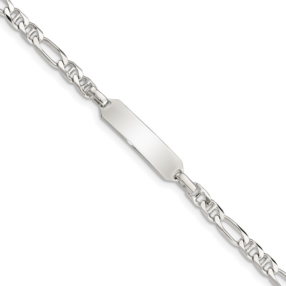 Sterling Silver Engravable Figaro Anchor Link 21x Plate Plus Extender Childrens ID Bracelet