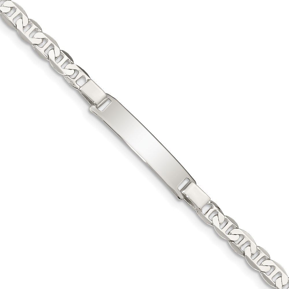 Sterling Silver Engravable Anchor Link 24x Plate Childrens ID Bracelet