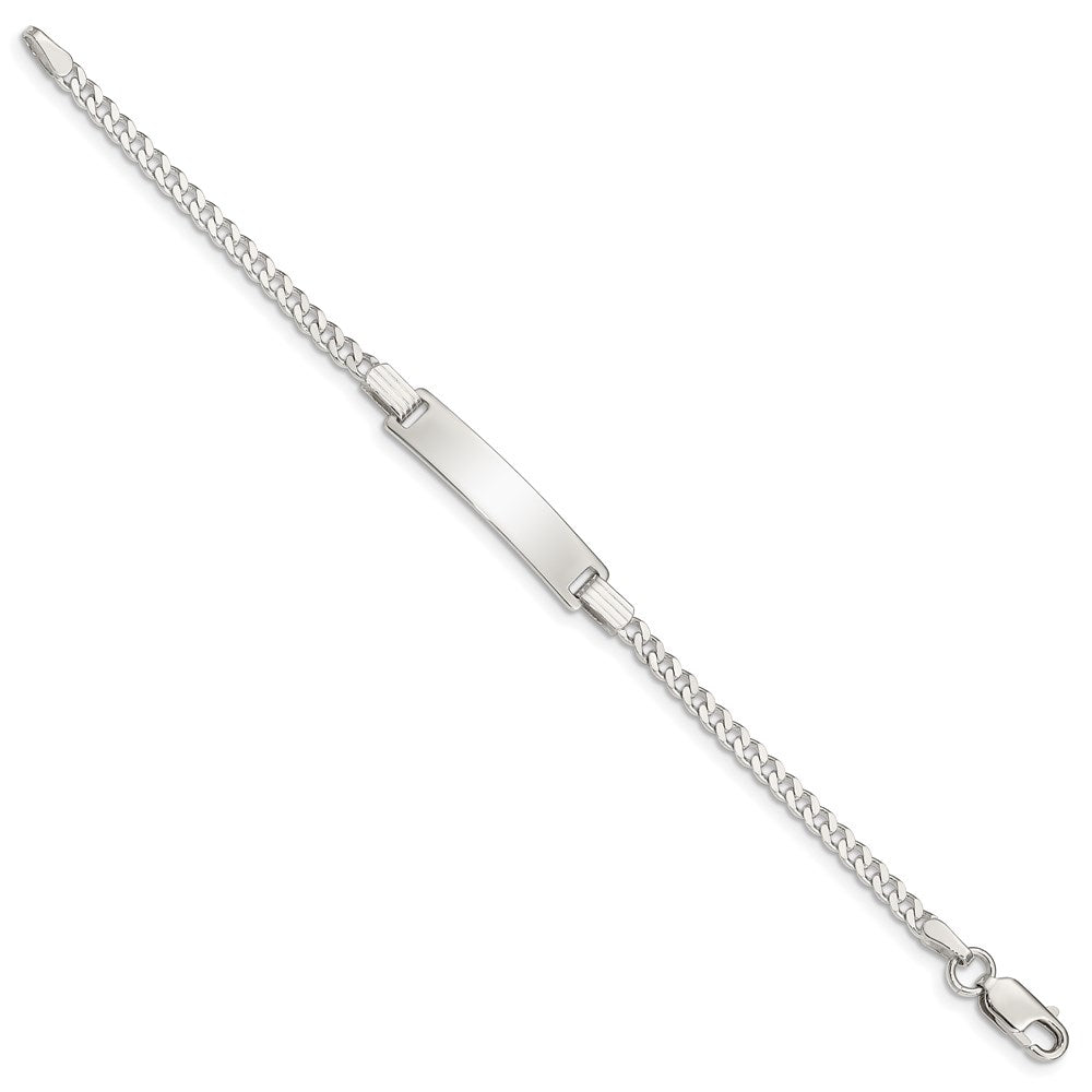 Sterling Silver Engravable Curb Link 27x Plate Baby ID Bracelet