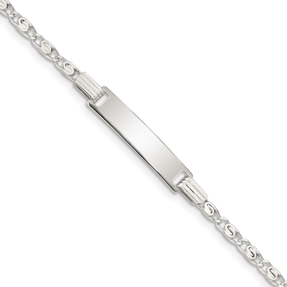 Sterling Silver Polished Engraveable Childrens ID Bracelet