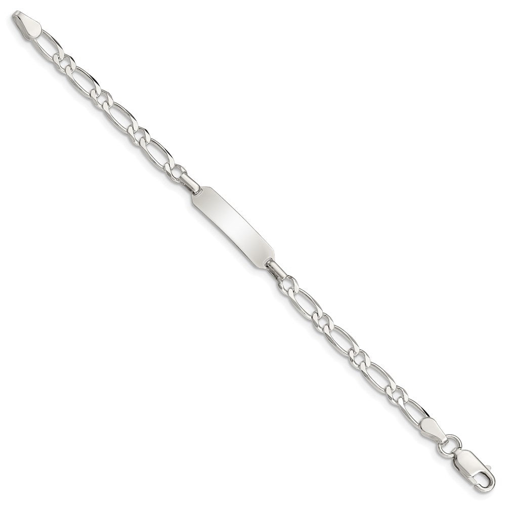 Sterling Silver Engravable Fancy Curb Link 21x Plate ID Bracelet
