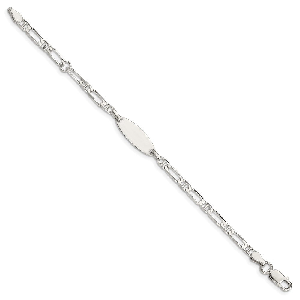 Sterling Silver Engravable Fancy Anchor Link 18x Oval Plate Plus Extender ID Bracelet