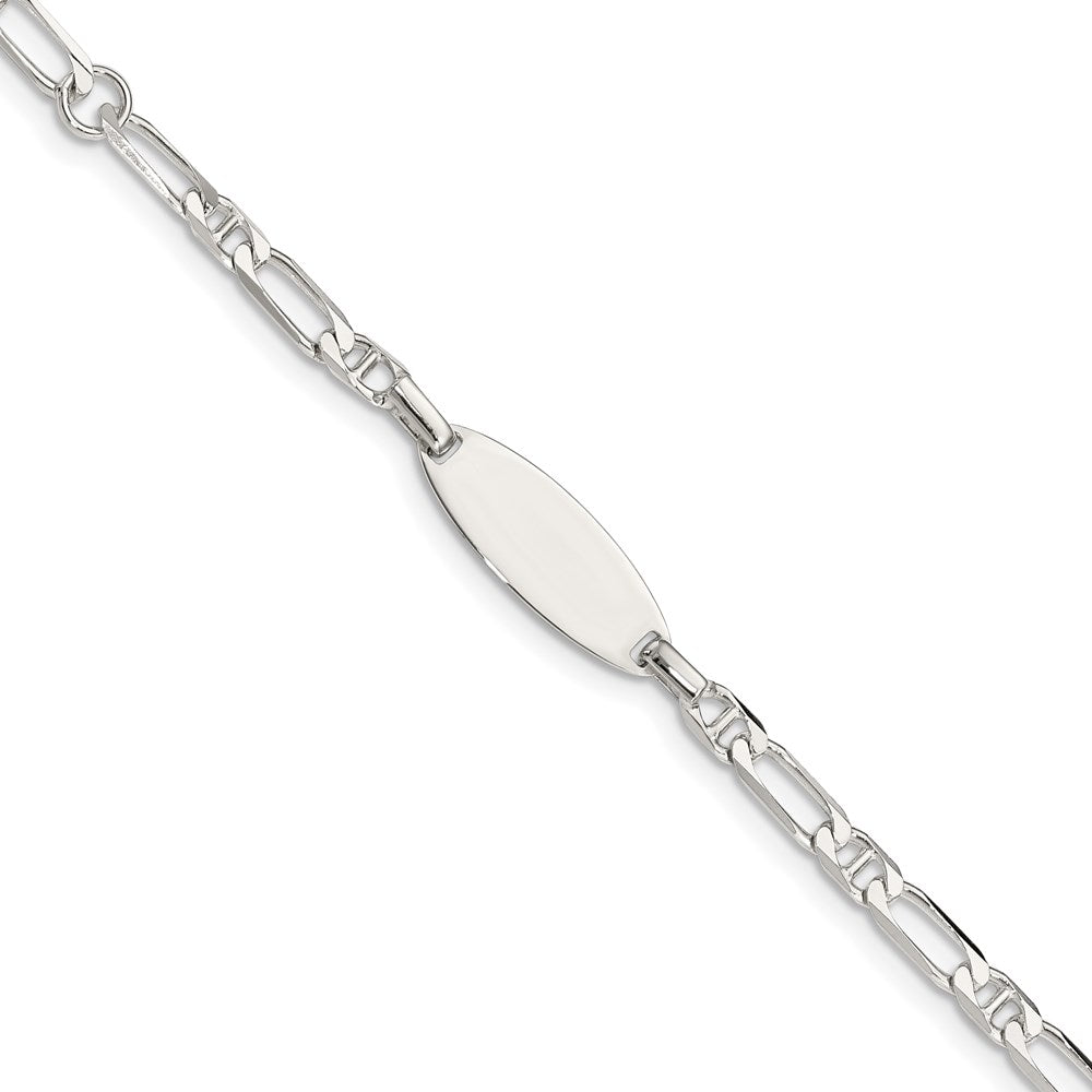 Sterling Silver Engravable Fancy Anchor Link 18x Oval Plate Plus Extender ID Bracelet