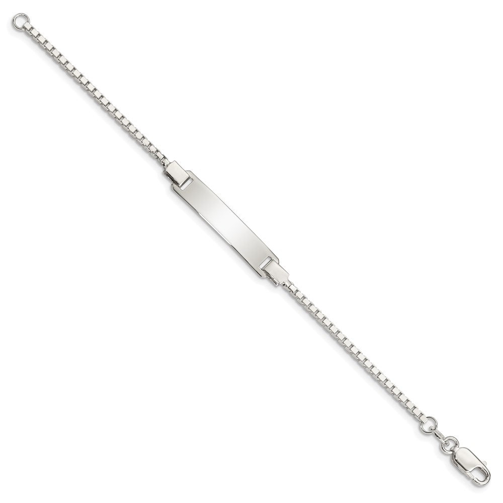 Sterling Silver Engravable Box Chain 29x Plate ID Bracelet