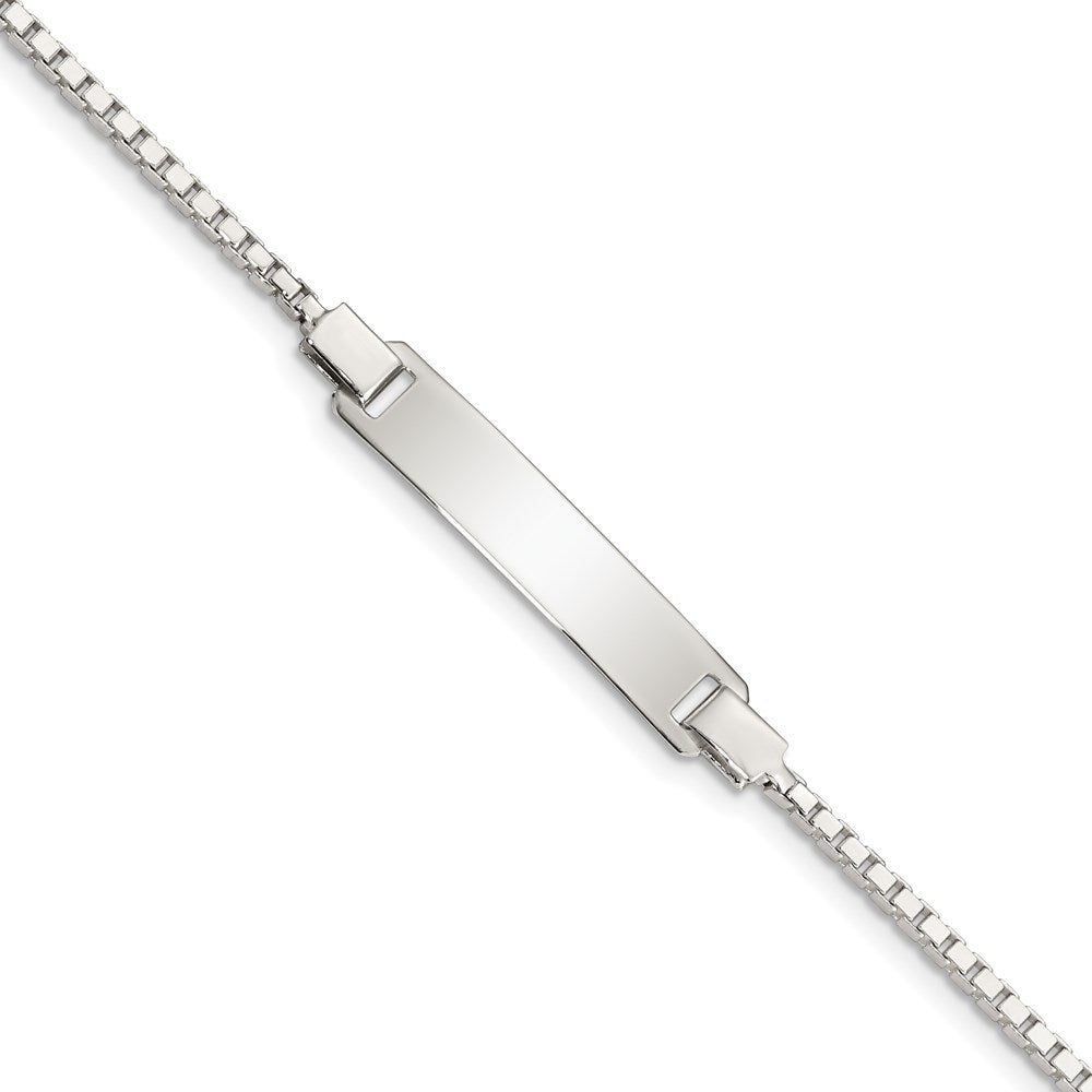 Sterling Silver Engravable Box Chain 29x Plate ID Bracelet
