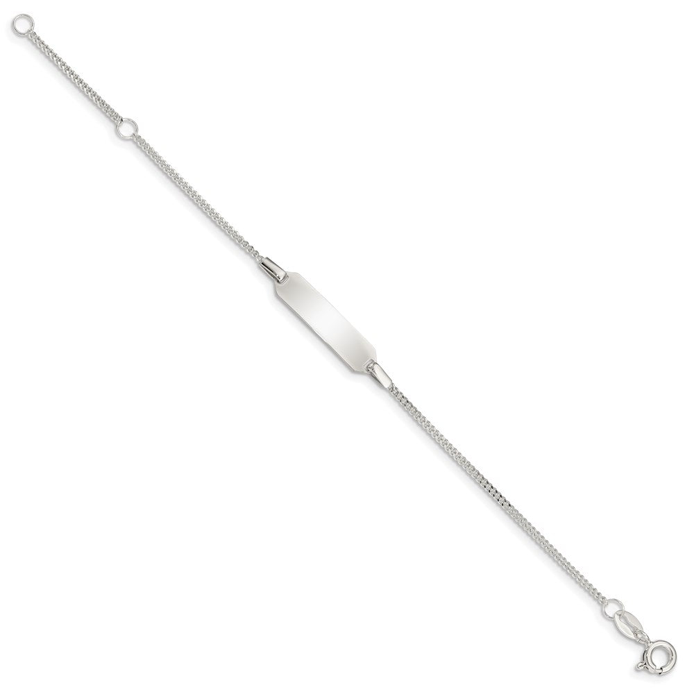 Sterling Silver Engravable Curb Link 22x Plate Plus Extender ID Bracelet