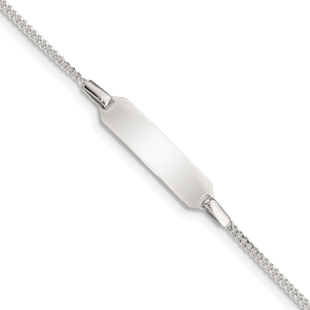 Sterling Silver Engravable Curb Link 22x Plate Plus Extender ID Bracelet