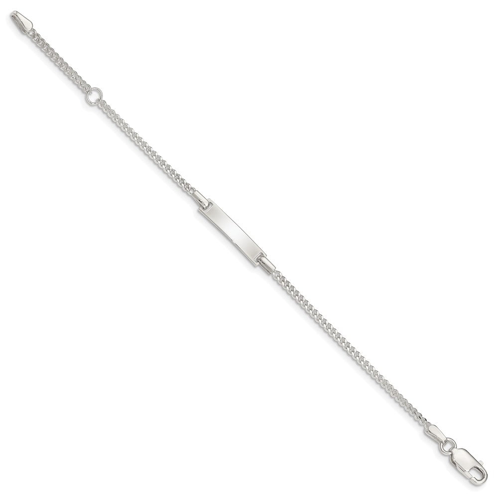 Sterling Silver Engravable Curb Link 19x Plate Plus Extender ID Bracelet