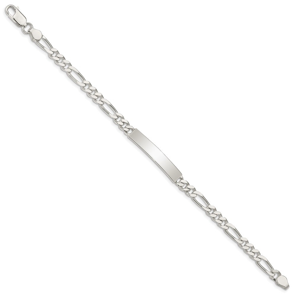 Sterling Silver Polished Engravable Figaro Link 32x Plate ID Bracelet