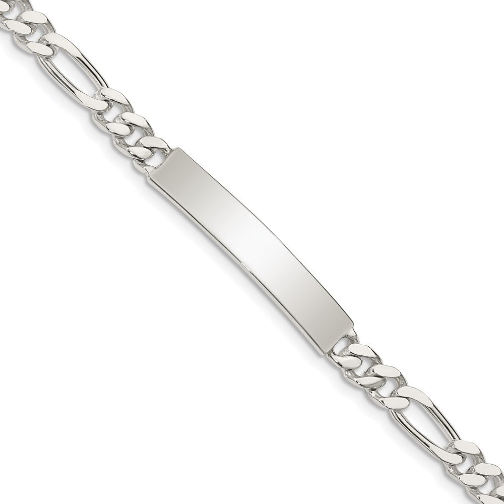 Sterling Silver Polished Engravable Figaro Link 32x Plate ID Bracelet