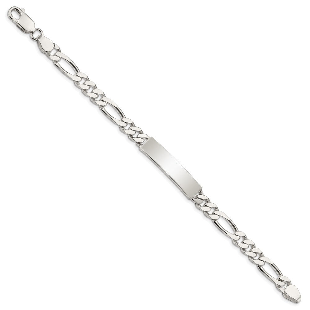 Sterling Silver Polished Engravable Figaro Link 35x Plate ID Bracelet