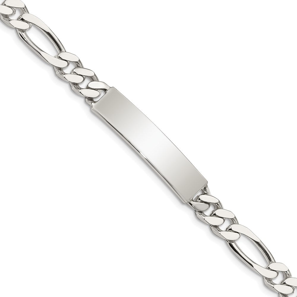 Sterling Silver Polished Engravable Figaro Link 35x Plate ID Bracelet