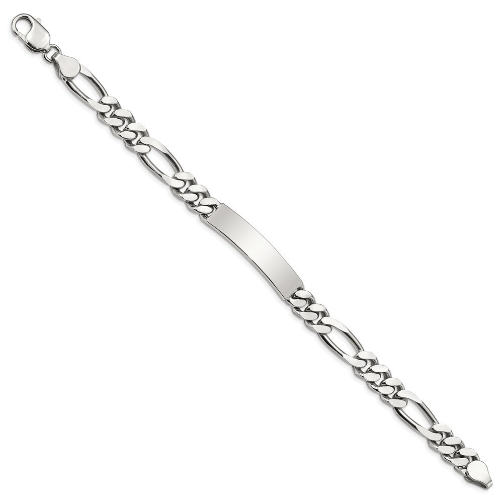 Sterling Silver Polished Engravable Figaro Link 37x Plate ID Bracelet