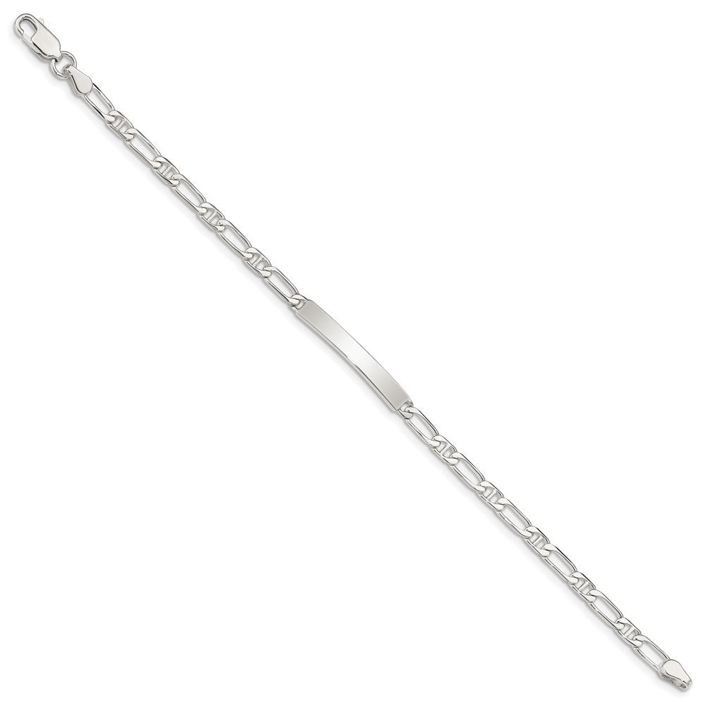 Sterling Silver Polished Engravable Anchor Link 26x Plate ID Bracelet