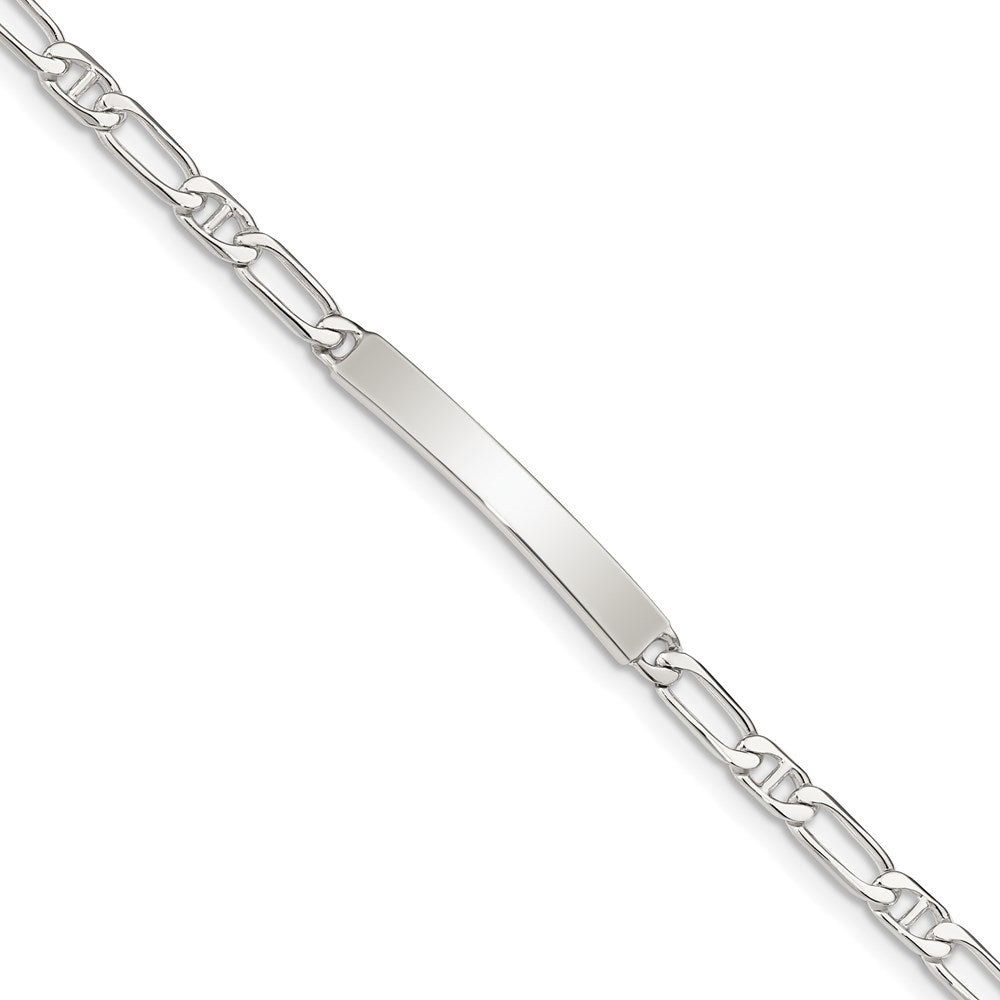 Sterling Silver Polished Engravable Anchor Link 26x Plate ID Bracelet