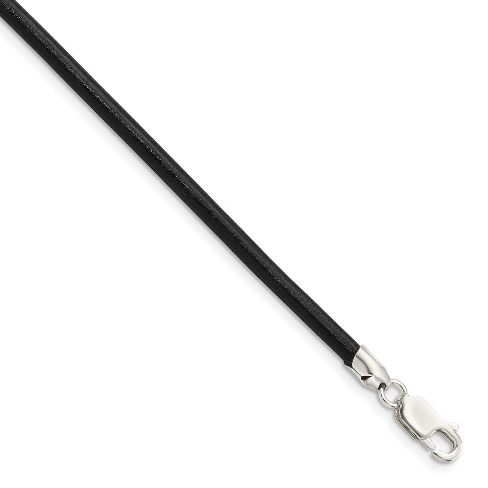 Sterling Silver Black Leather Necklace