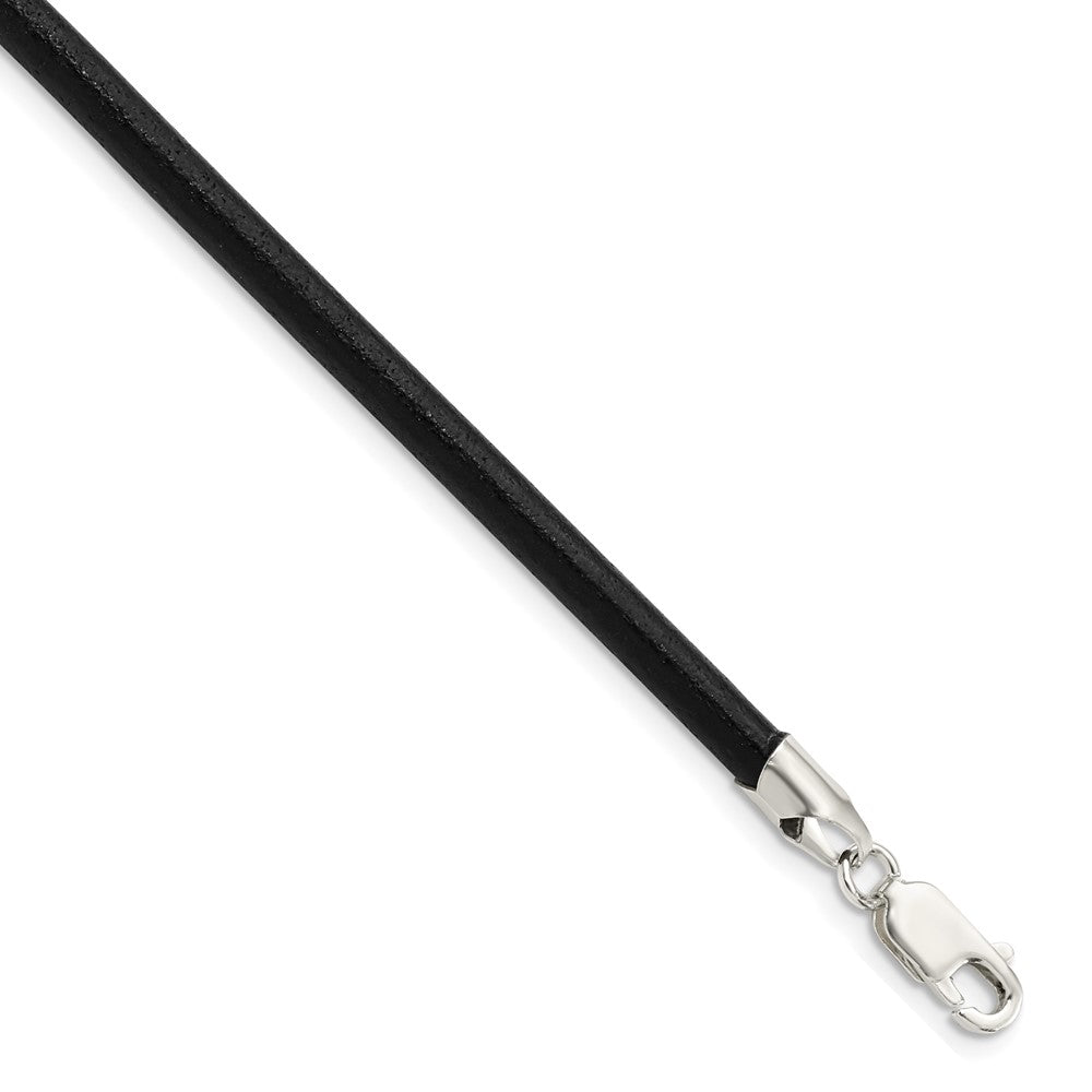 Sterling Silver Black Leather Necklace