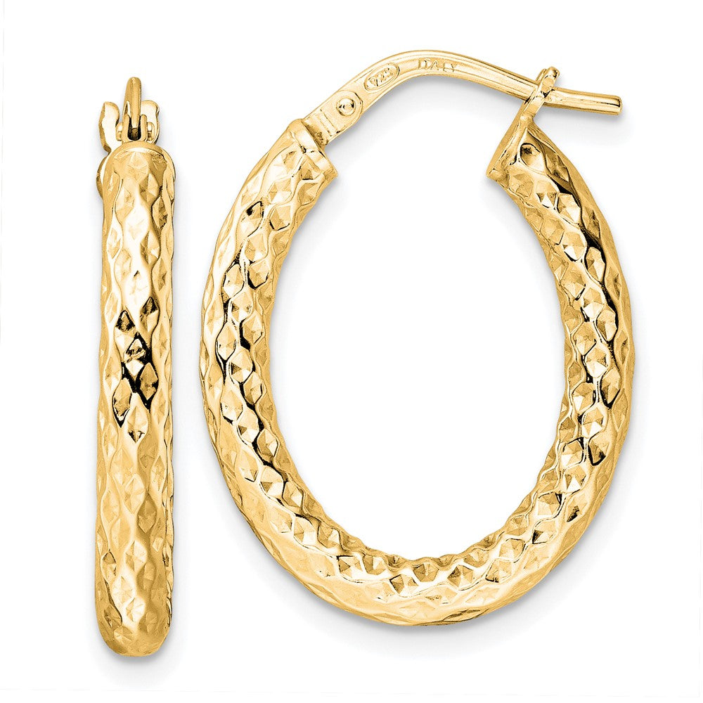 Sterling Silver Gold-Tone Polished D/C Hoop Earrings