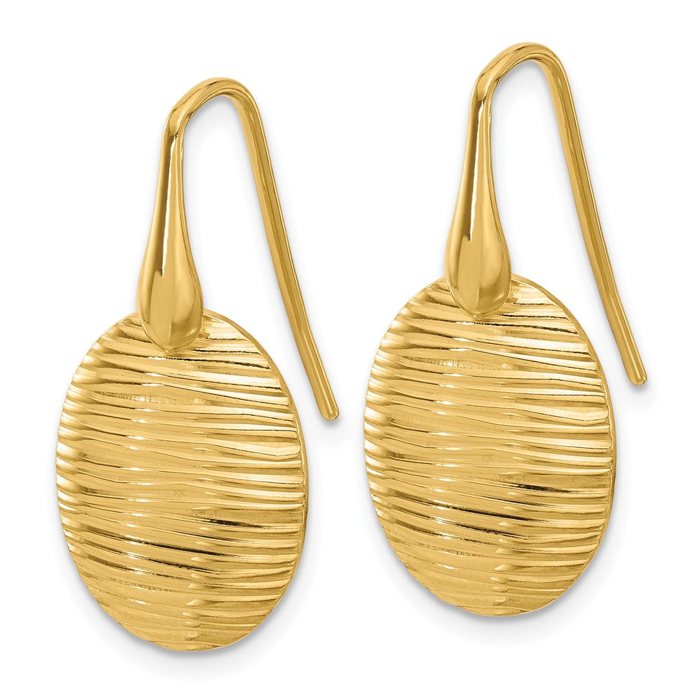 Sterling Silver Gold-tone Polished/Textured Oval Dangle Earrings