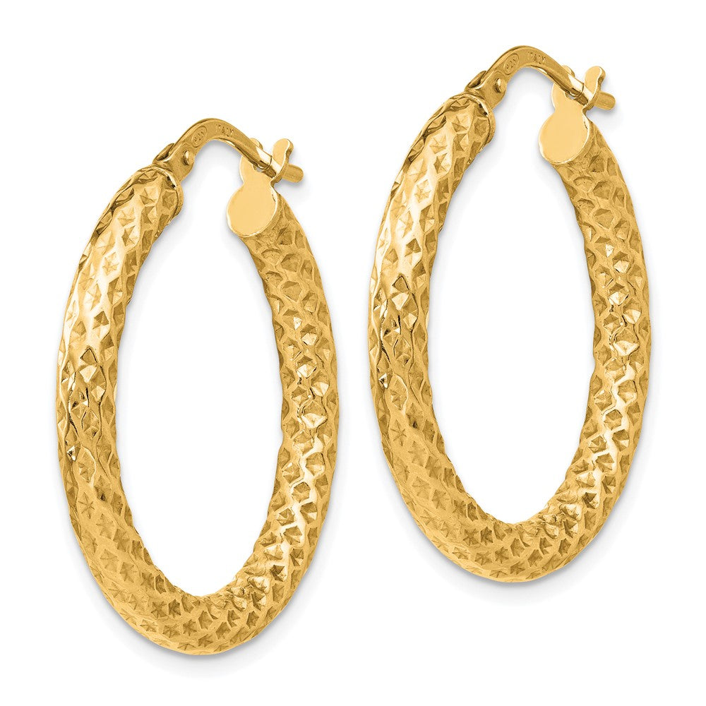 Sterling Silver Gold-Tone Polished/Textured Hinged Hoop Earrings