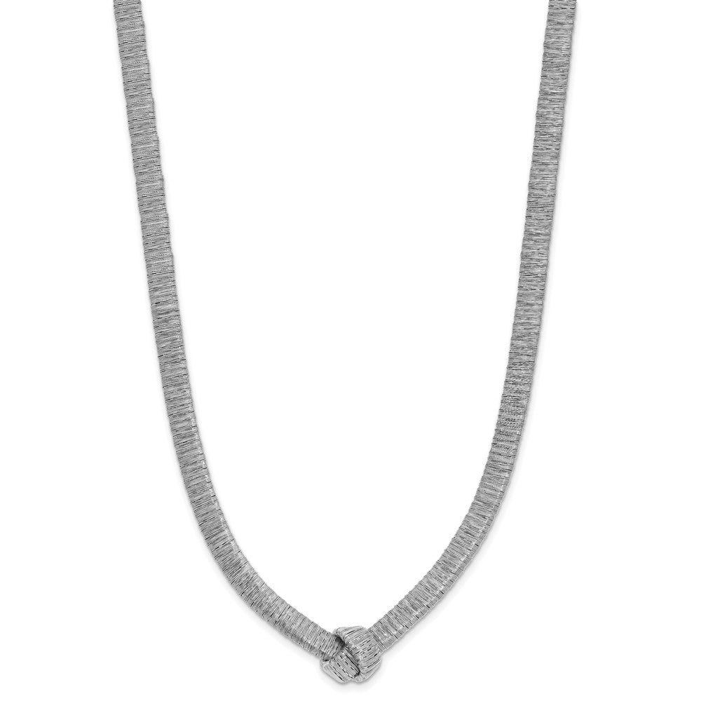 Sterling Silver Rhod-plat Texture Wrapped Knot w/ ext. Necklace