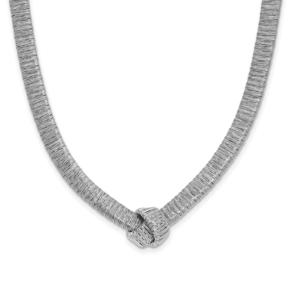 Sterling Silver Rhod-plat Texture Wrapped Knot w/ ext. Necklace