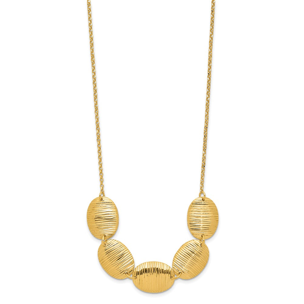 Sterling Silver Gold-tone Textured Ovals w/ ext. Necklace