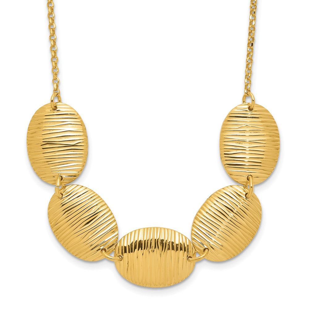 Sterling Silver Gold-tone Textured Ovals w/ ext. Necklace