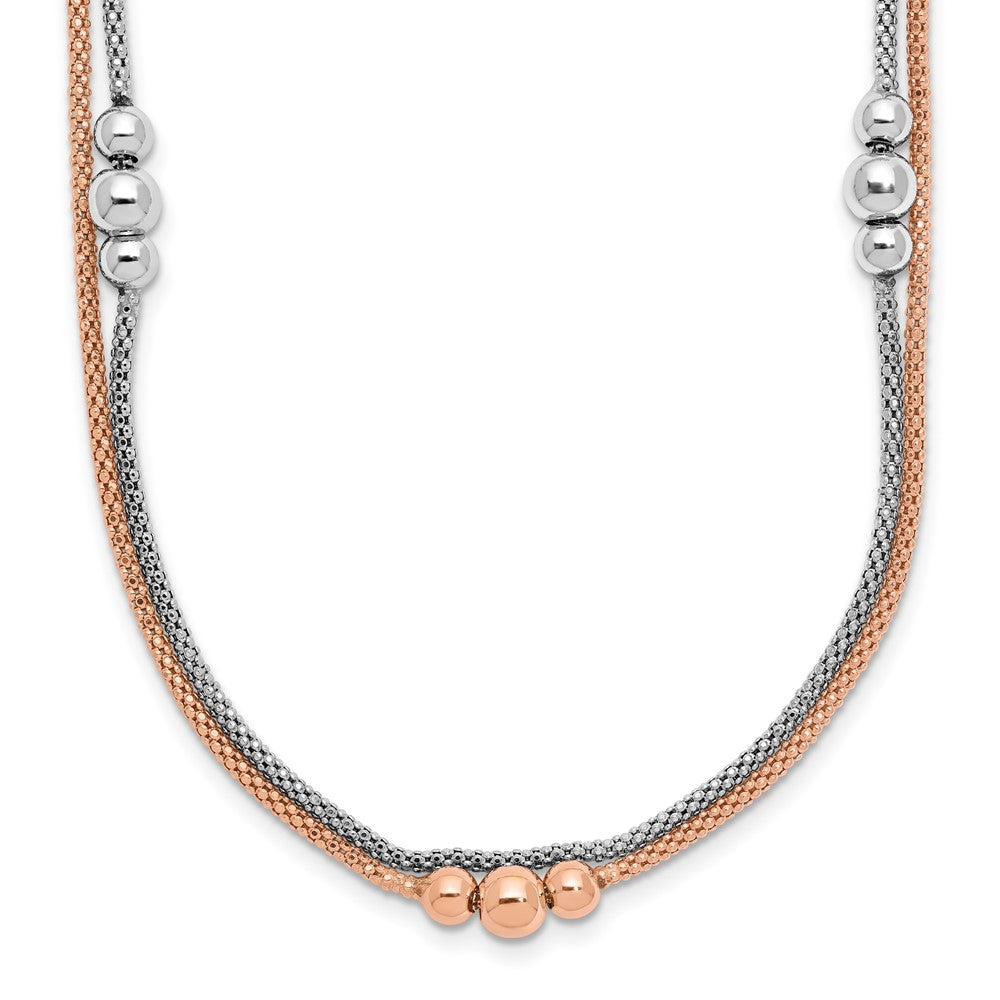 Sterling Silver Rhodium and Rose-tone w/ ext. Necklace