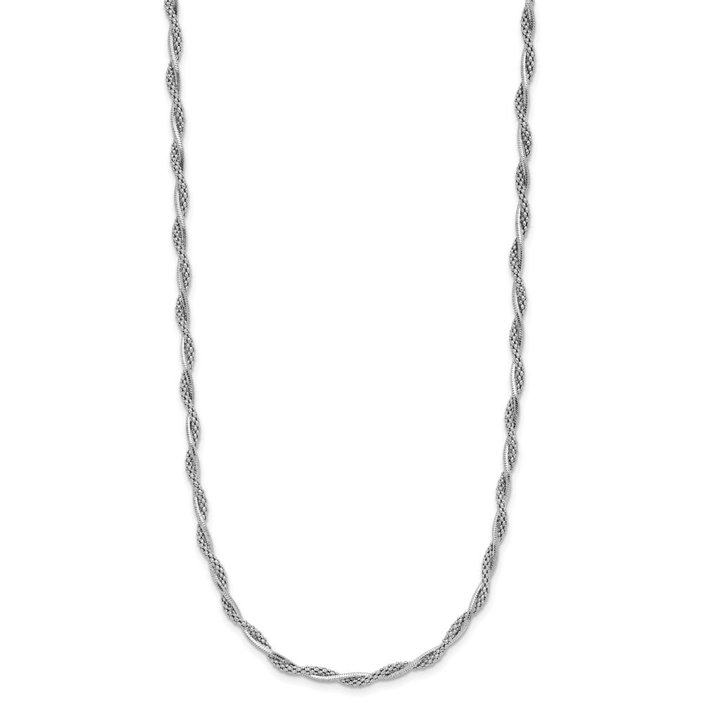 Sterling Silver Rh-plated Polished Twisted w/. ext. Necklace