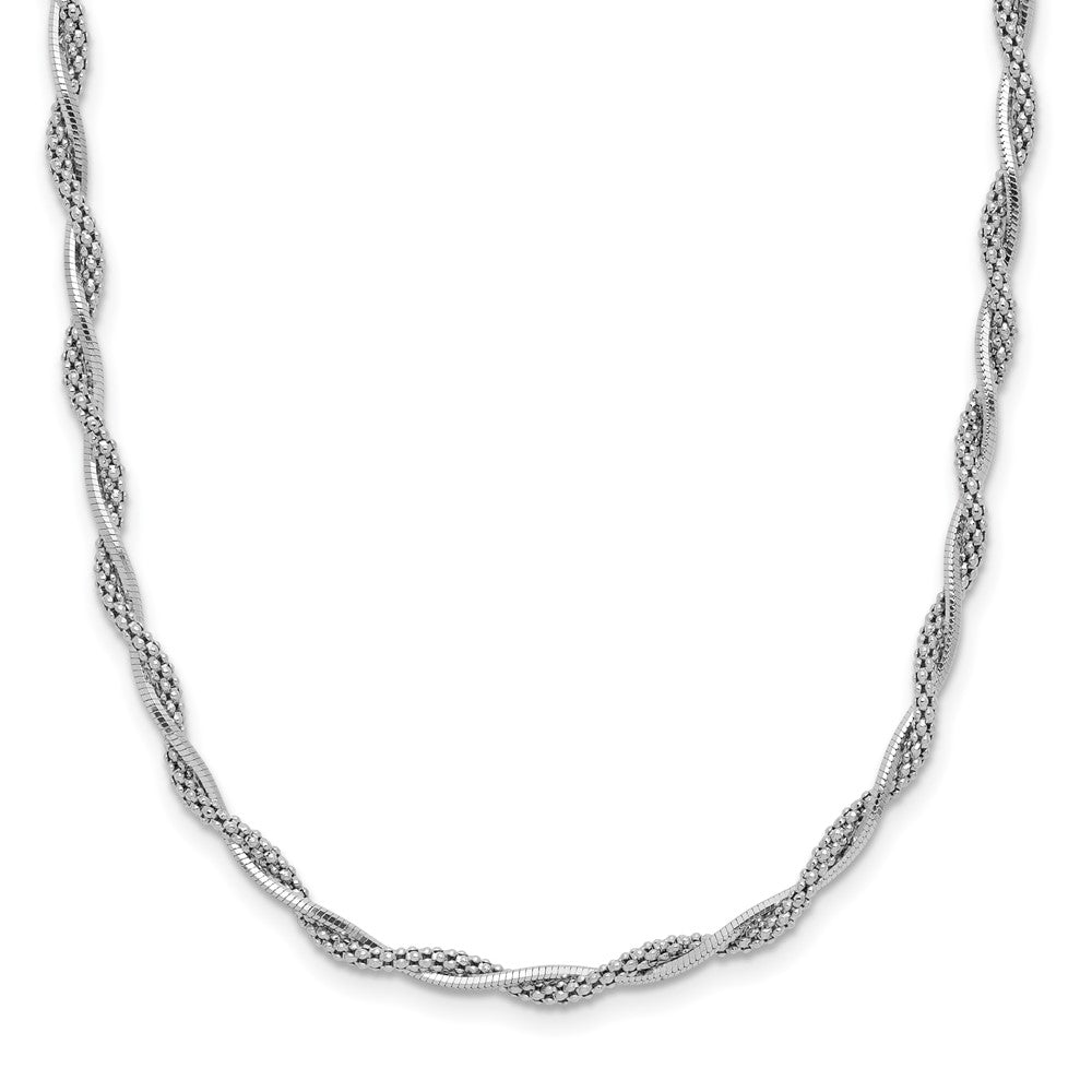 Sterling Silver Rh-plated Polished Twisted w/. ext. Necklace