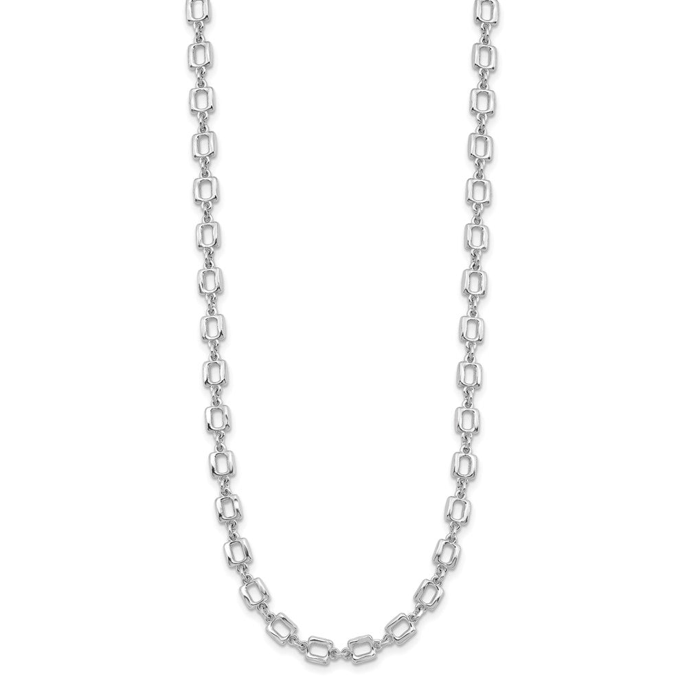 Sterling Silver Rhodium-plated Square Link w/ ext. Necklace